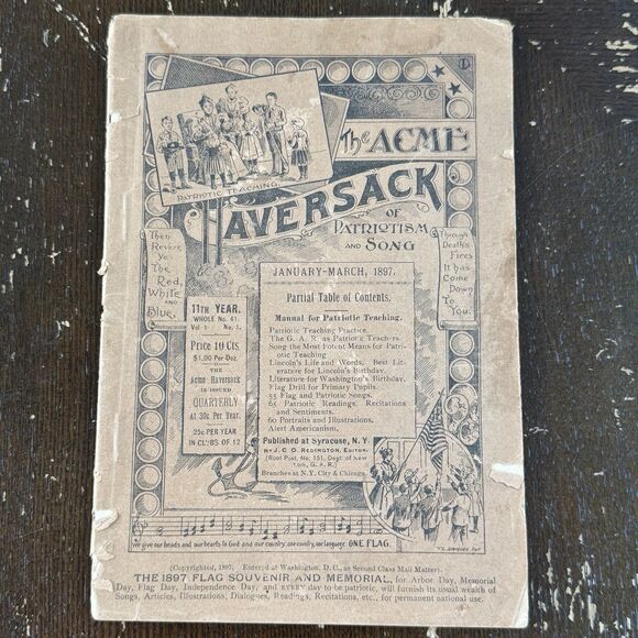 The Acme Haversack Patriotic Song Book Rare 1897 Antique Illustrated Washington - Picture 1 of 13